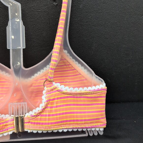 Honey Ribbed Laced Seamless Stripped Bralette Top Bra Size Small Milo - Picture 8 of 12